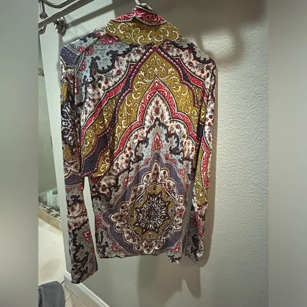 Free People Chase Me Paisley Mock Neck Top - Picture 4 of 5